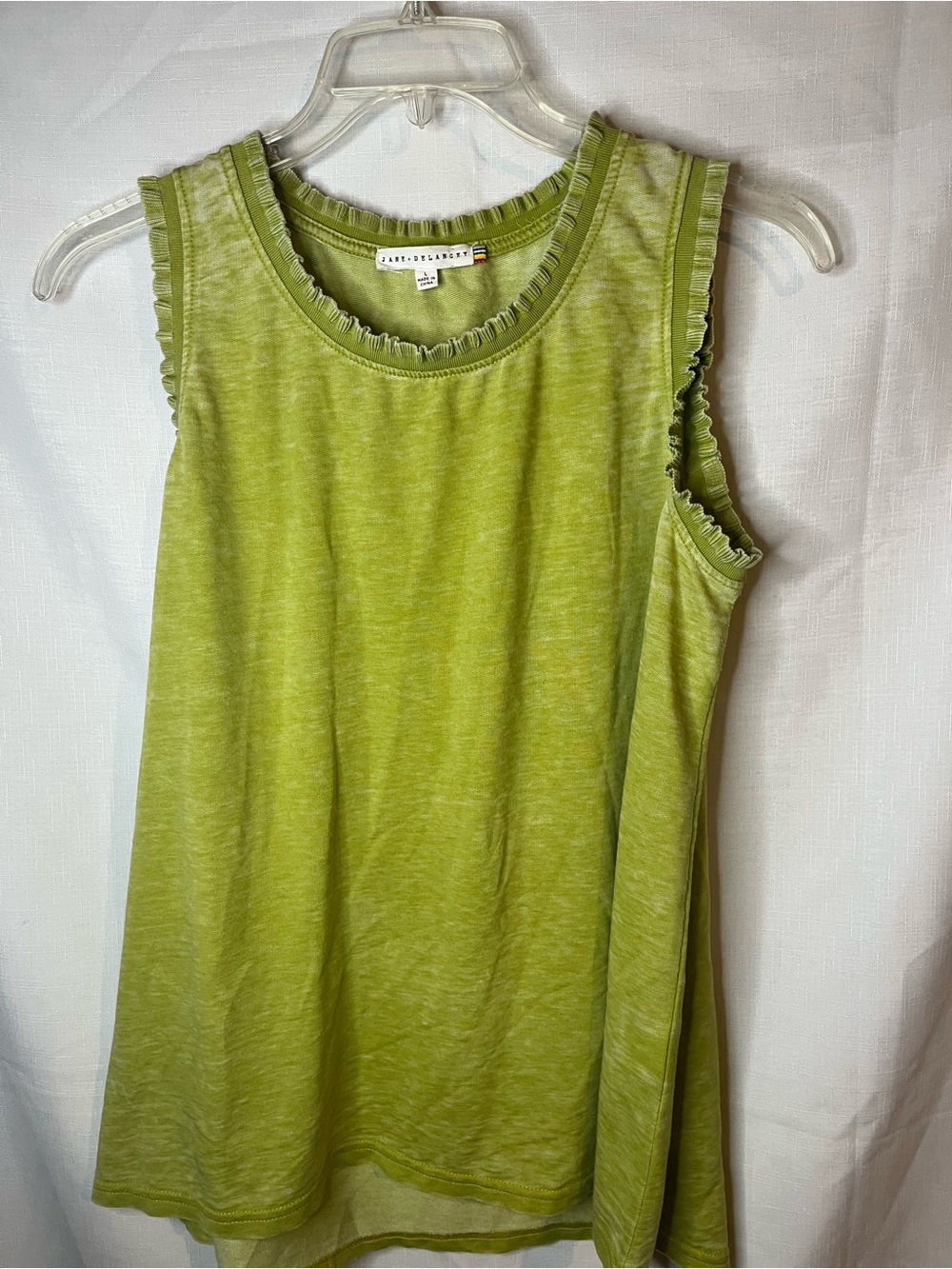 Jane and Delancey Lime Green Ruffle-Trim Tank